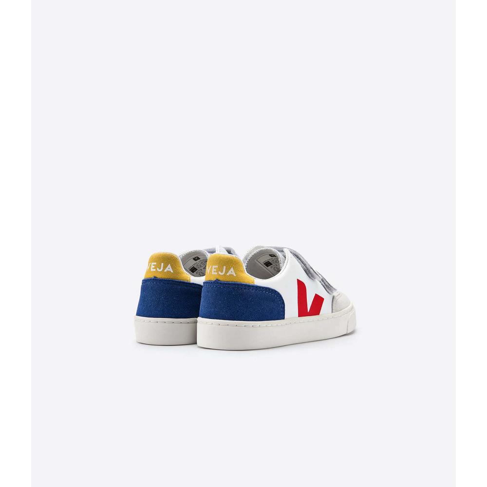 Veja V-12 LEATHER Sneakers Kinderen White/Red/Blue | NL 881HAP